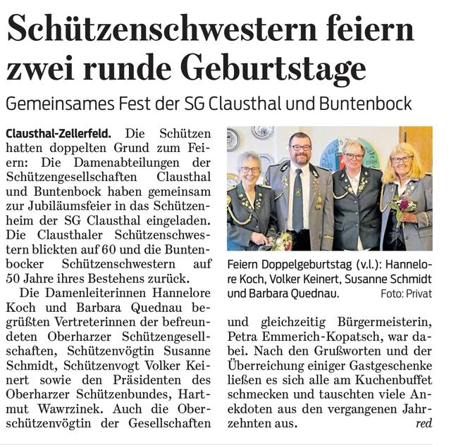 Artikel aus der Goslarschen Zeitung zum Jubiläum